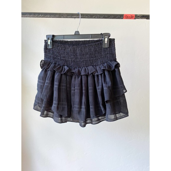 THE IMPECCABLE PIG Women's Black/Gray Plaid Ruffle Tiered Mini Skirt size M NWT - Picture 2 of 10